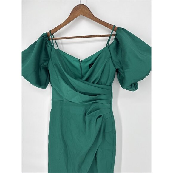 Betsy & Adam Women's Size 4 Green Off Shoulder Balloon Sleeve Cocktail Dress NWT - Picture 5 of 11